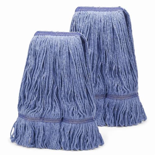 17 oz Commercial Mop Head Replacement - 2 Pack Blue Cotton Refills