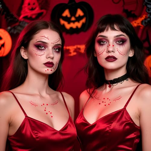 SARATA Halloween Wound Simulation Face Tattoo Stickers - 6 Sheets Realistic Scars and Cuts
