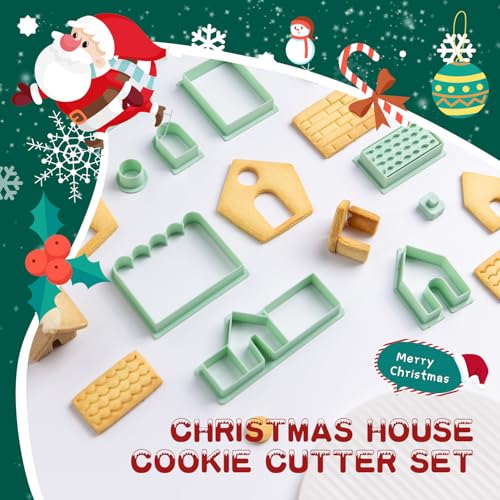 10 Pcs Gingerbread House Cookie Cutters Set of 3 for Holiday Baking and Crafts