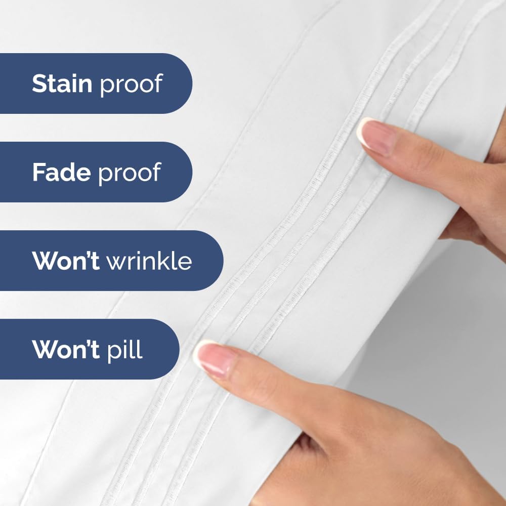 Ultra Soft Twin Size 3 Piece Sheet Set by [Brand Name] - Cooling, Wrinkle-Free Bedding - Fits 8-16 Inch Mattresses - Breathable, Hotel Luxury in Bright White