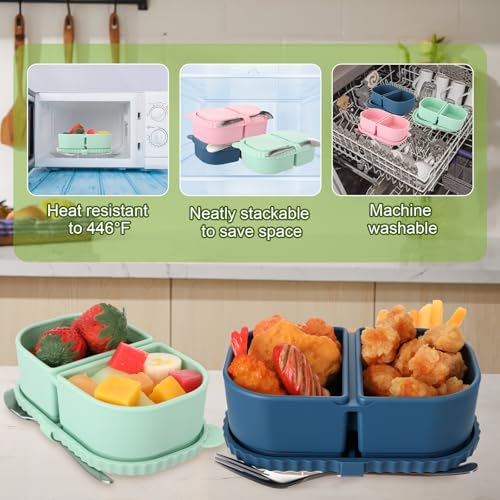 Remerry Silicone Reusable Snack Containers with Lids - 3 Pack, 8.5oz