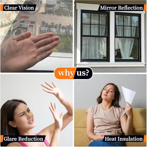 Niviy One Way Window Privacy Film, Silver Heat Blocking Tint 17.7 x 78.7 In