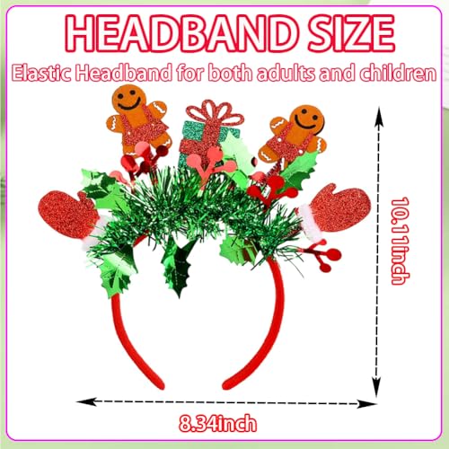 Christmas Gingerbread Man Headband Glitter Tassel Holiday Hair Accessory