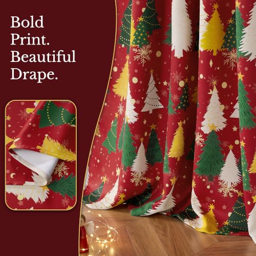 NICETOWN Red Christmas Cafe Curtains 29x36 Inches - 2 Panels, Rod Pocket