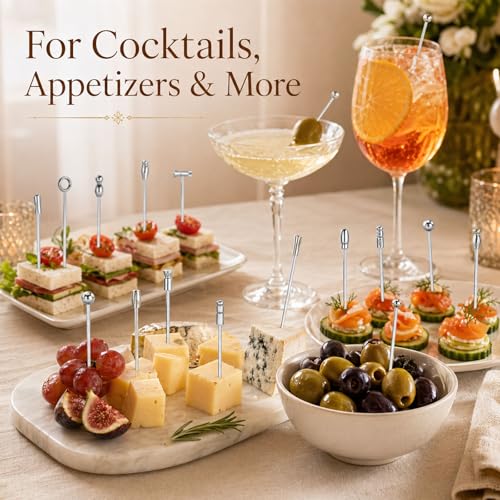 9-Piece Stainless Steel Reusable Cocktail Picks Set