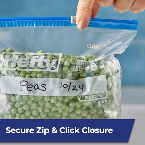 Hefty Slider Quart Freezer Bags, 74 Count - Extra Strong Seal