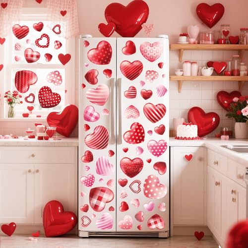YIYA Valentine's Day Heart Window Cling Stickers - 209 Pcs