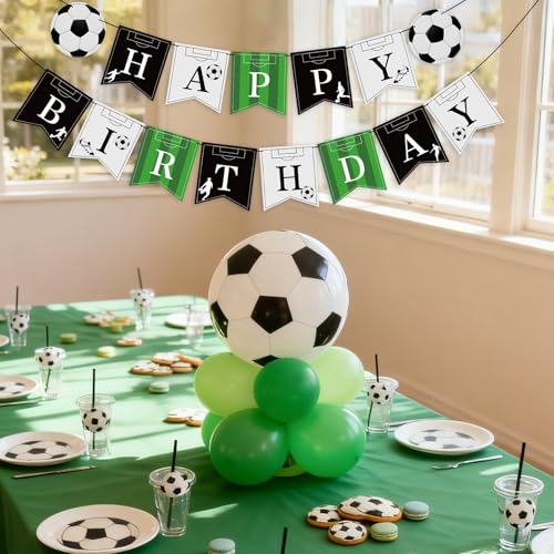 Hooqict Soccer Birthday Banner - Kids Boys Men Sport Theme Party Decorations