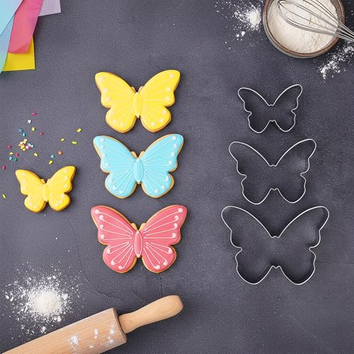3-Piece Butterfly Cookie Cutter Set - Stainless Steel Baking Molds