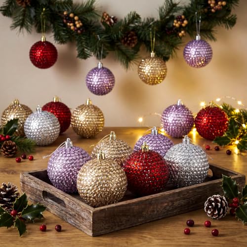DIY Christmas Rhinestone Ornament Kit with 12 Plastic Balls & Sequin Supplies