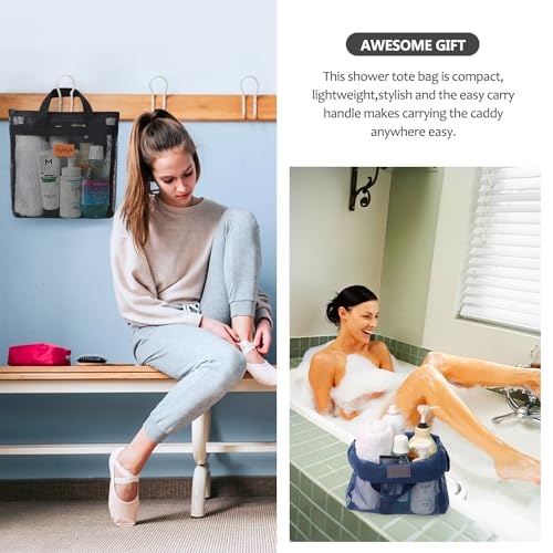 Hommtina Mesh Shower Caddy Bag, Quick-Dry Hanging Toiletry Organizer, 2 Pack