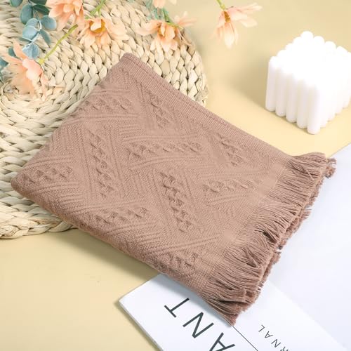 Cobee 2-Piece Cotton Hand Towel Set, Boho Brown Decorative Bathroom Towels