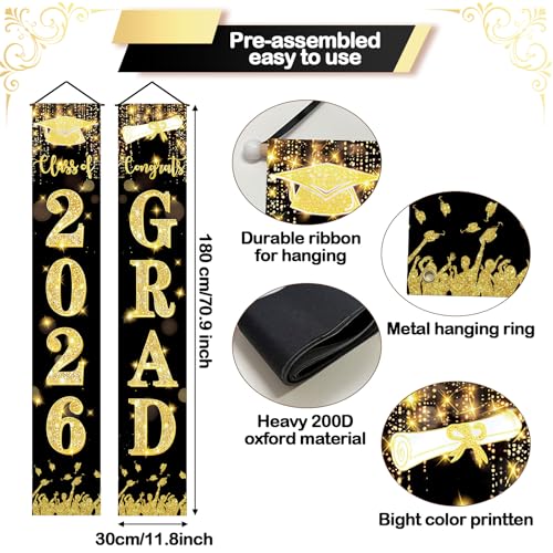 Class of 2026 Graduation Banners Set - Waterproof Outdoor Decor