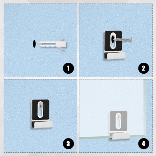 Heavy Duty Metal Mirror Holder Kit - 10pcs with Screws & Rubber Pads