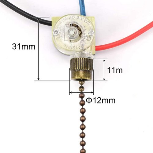 Ceiling Light Switch ZE-110 3 Way 3-Wire Fan Light Switch Replacement Pull Chain Switch Compatible with Hunter Ceiling Fan (Bronze)