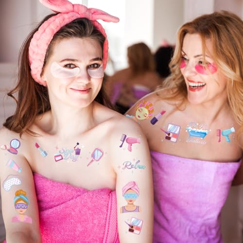 Hxezoc Girls Spa Party Temporary Tattoos 120 Pcs Slumber Birthday Supplies