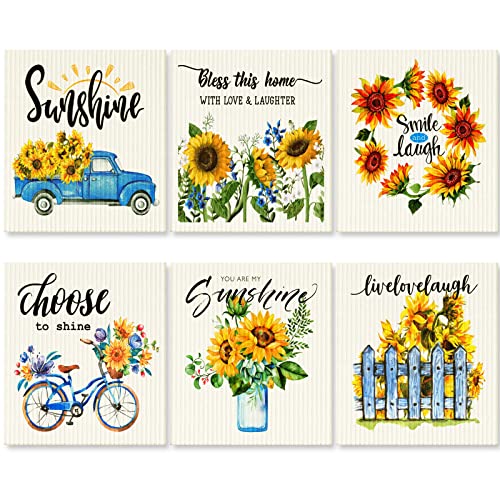 CHENGU 6 Pcs Swedish Dishcloths - Decorative, Absorbent Tea Towels