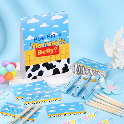 64 Pcs Cartoon Sky Baby Shower Games Kit - How Big is Mommy's Belly