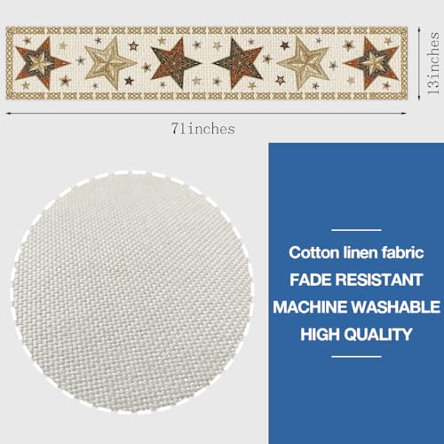 Patriotic Table Runner 13x71 Inch for Independence Day & Party Decor