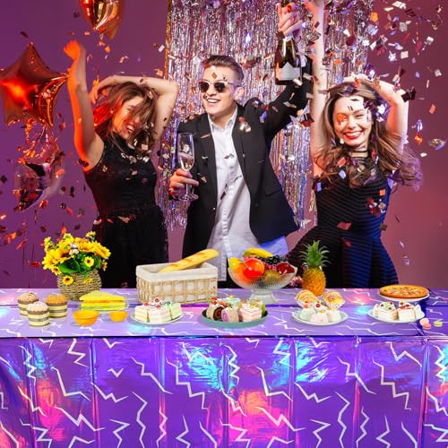 Iridescent Kpop Purple - 3 Pack 54x108 Inch Plastic Tablecloths for Parties