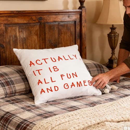 All Fun and Games Throw Pillow Cover - 18x18 Soft Flannelette Decorative Case