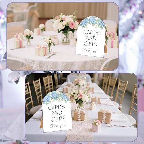 Bridal Shower Sign - Something Blue Cards & Gifts Wooden Table Decor, 6x8 Inch