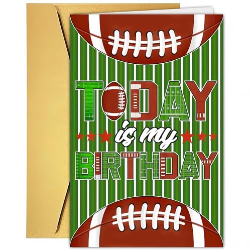 Football Greeting Card with Gold Envelope – Perfect for Birthdays & Thank You Notes