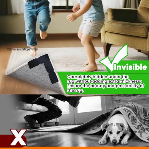 YINTTIAN Reusable Rug Tape Grippers for Hardwood Floors - 8 Pack Non-Slip Pads