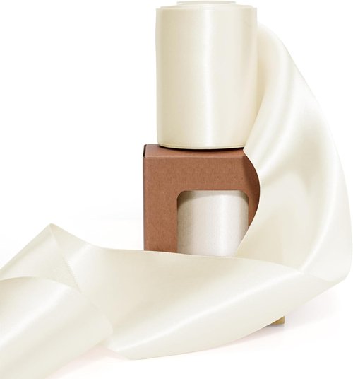 LaRibbons Ivory Satin Ribbon - 3 Inch x 10 Yards | Double-Faced for Bouquets, Sashes & Crafts