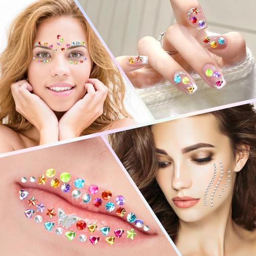 895 PCS Easter Gem Stickers Rhinestones Pearls for Crafts Face Makeup