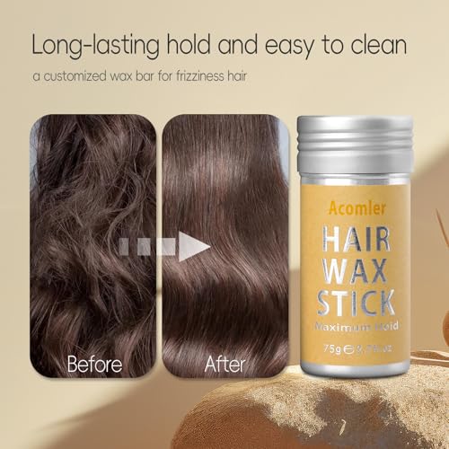 Acomler Hair Wax Stick for Flyaways & Edge Control - 2.7oz Non-Greasy Styling Pomade