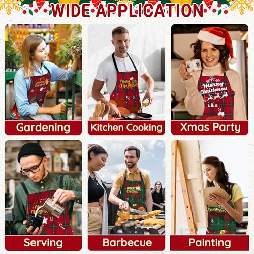 Plus Size Christmas Chef Bib Aprons - Funny Holiday Kitchen Gift for Women Men