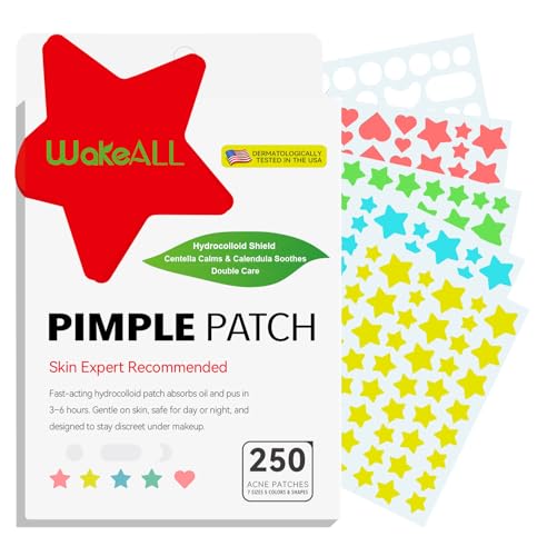 WakeALL 255-Piece Hydrocolloid Pimple Patches with Tea Tree Oil & Salicylic Acid