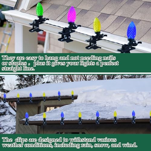 Black 90PCS Christmas Light Clips - Universal Outdoor Gutter & Shingle Hooks