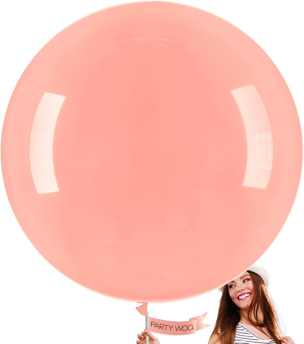 PartyWoo Extra Large Pastel Orange Balloons - 36 Inch Jumbo Latex for Baby Showers & Birthdays