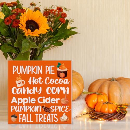 Rustic Fall Decor Wooden Sign - 5x5 Inches for Home & Thanksgiving