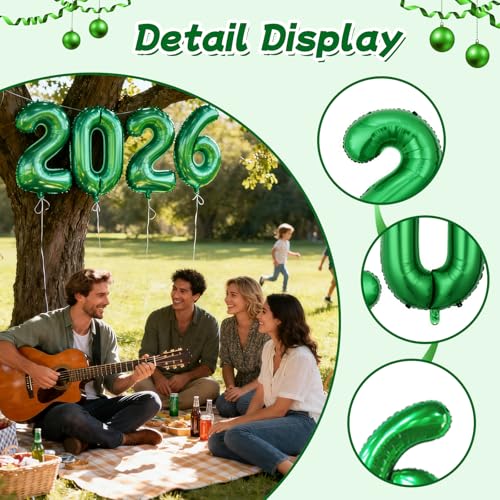 Green Jumbo 40-Inch 2026 Graduation & New Year Balloons
