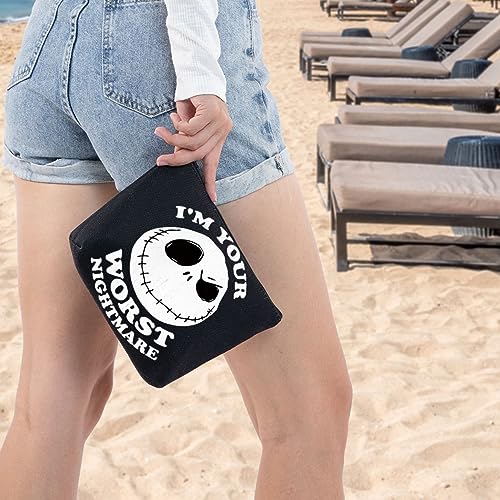 Funny Jack Horror Cosmetic Bag Waterproof Canvas Makeup Pouch