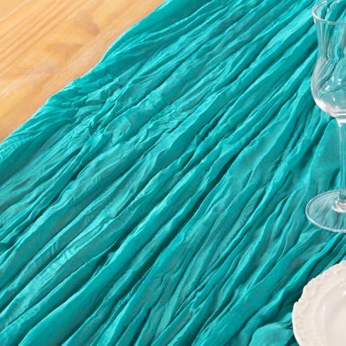 Teal Green Cheesecloth Table Runner - 35" x 120" for Weddings & Parties
