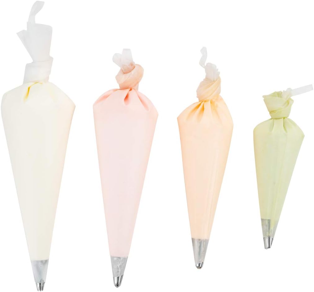 Pastry Tek Piping Bag Set - Durable Reusable Icing Bags for Decorating Cakes, Cupcakes & More | 4-Pack, White Silicone