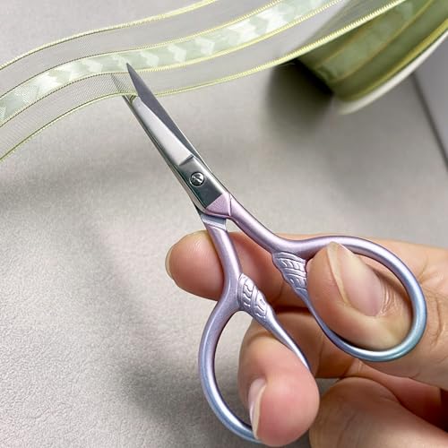 GEMGIMY Precision Beauty Scissors 2-Piece Set for Facial Hair Eyebrow Trimming and DIY Crafts
