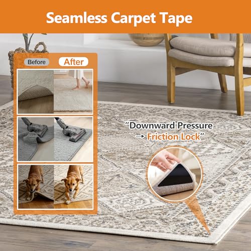 Tiergrade 12 Pcs Non-Slip Rug Tape Set, Reusable Adhesive Carpet Grippers for Hardwood & Tiles