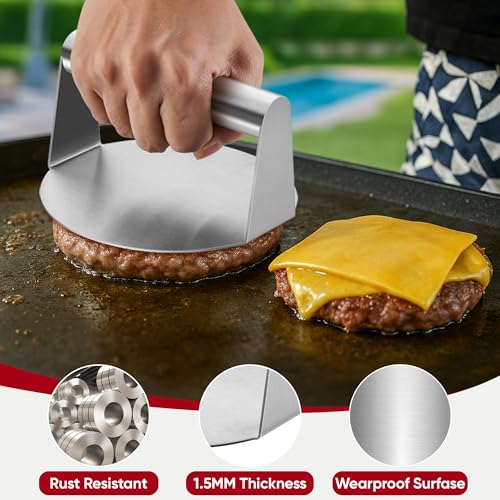 Joyfair 5.5 Inch Stainless Steel Smash Burger Press for Grilling