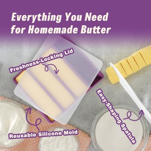 Large Silicone Butter Mold Set with Lid & Spatulas - Non-Stick