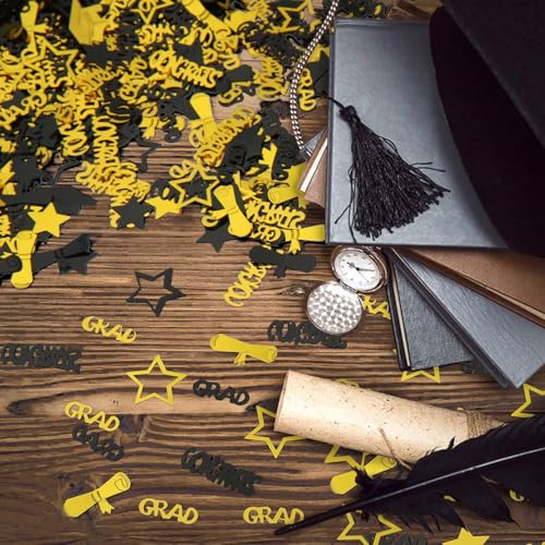 Graduation Confetti Decorations - 2500pcs Black Gold Glitter 2026