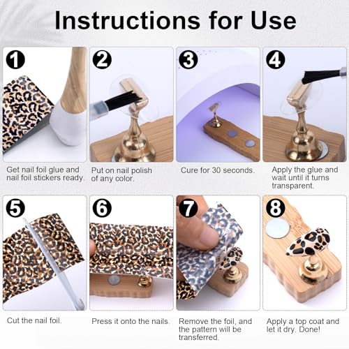 SmallCat 10 Pcs Leopard Nail Transfer Foil Stickers - DIY Manicure Wraps