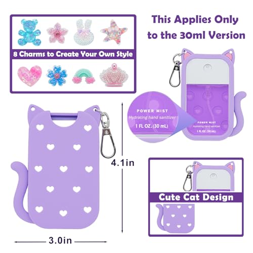 Cat Silicone Case for Touchland Hand Sanitizer with Keychain & Charms
