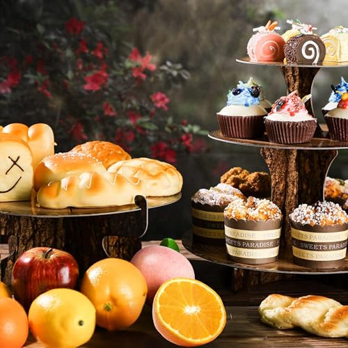 Rustic Woodland Cupcake Stand Set - 3-Tier Dessert Towers (2 Pack)