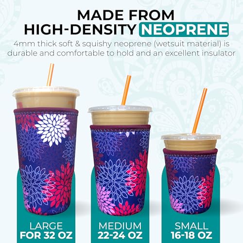 Koverz Medium Tropics Iced Coffee Sleeve for 22-24oz Cups, Insulated & Washable