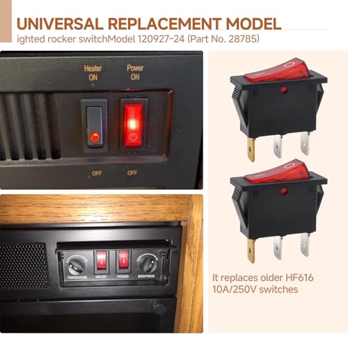 Electric Fireplace Switch 120927-24 with Lighted Indicator